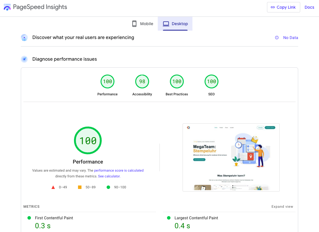 PageSpeed Insights 100