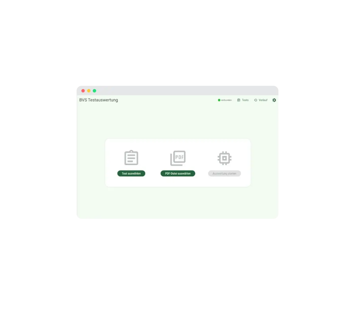 Screenshot von BVS Testauswertung